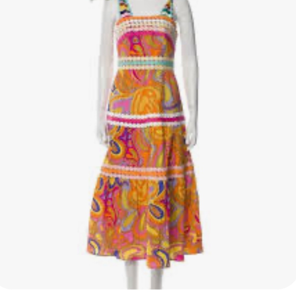 CeliaB Orange Pink Spaghetti Strap Midi Dress